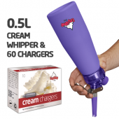 Ezywhip Pro Cream Whipper 0.5L Purple 10 Pack x 6 (60 Bulbs)